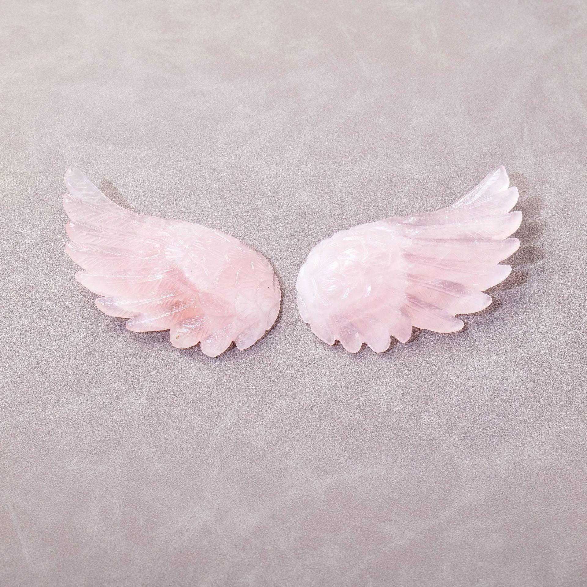 Large Rose Quartz Crystal Angel Wing - Ganesha's Market