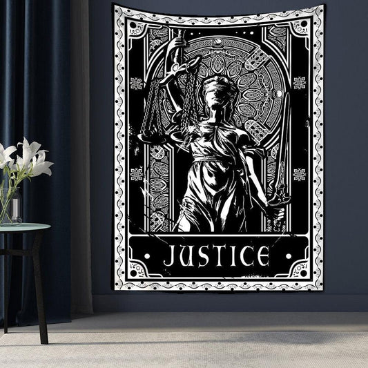 Large Tarot Card Wall Tapestry - "Justice" // Tarot Card Wall Hanging (Choose Size) - Ganesha's Market