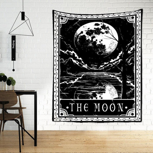 Large Tarot Card Wall Tapestry - "The Moon" // Tarot Card Wall Hanging (Choose Size) - Ganesha's Market