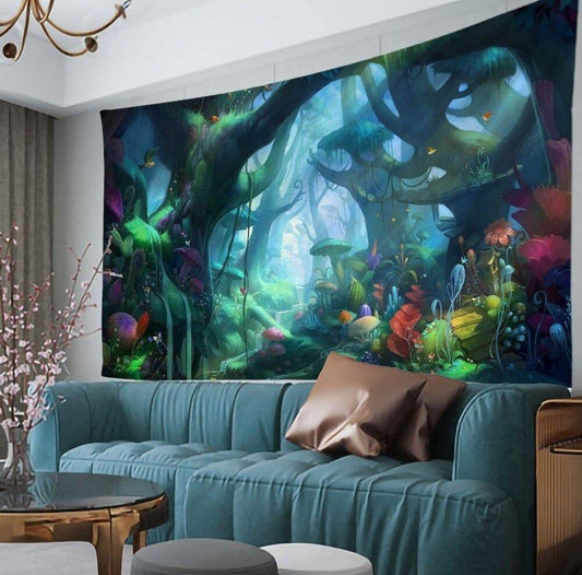 Magical Forest Mushroom Tapestry - Ganesha's Market