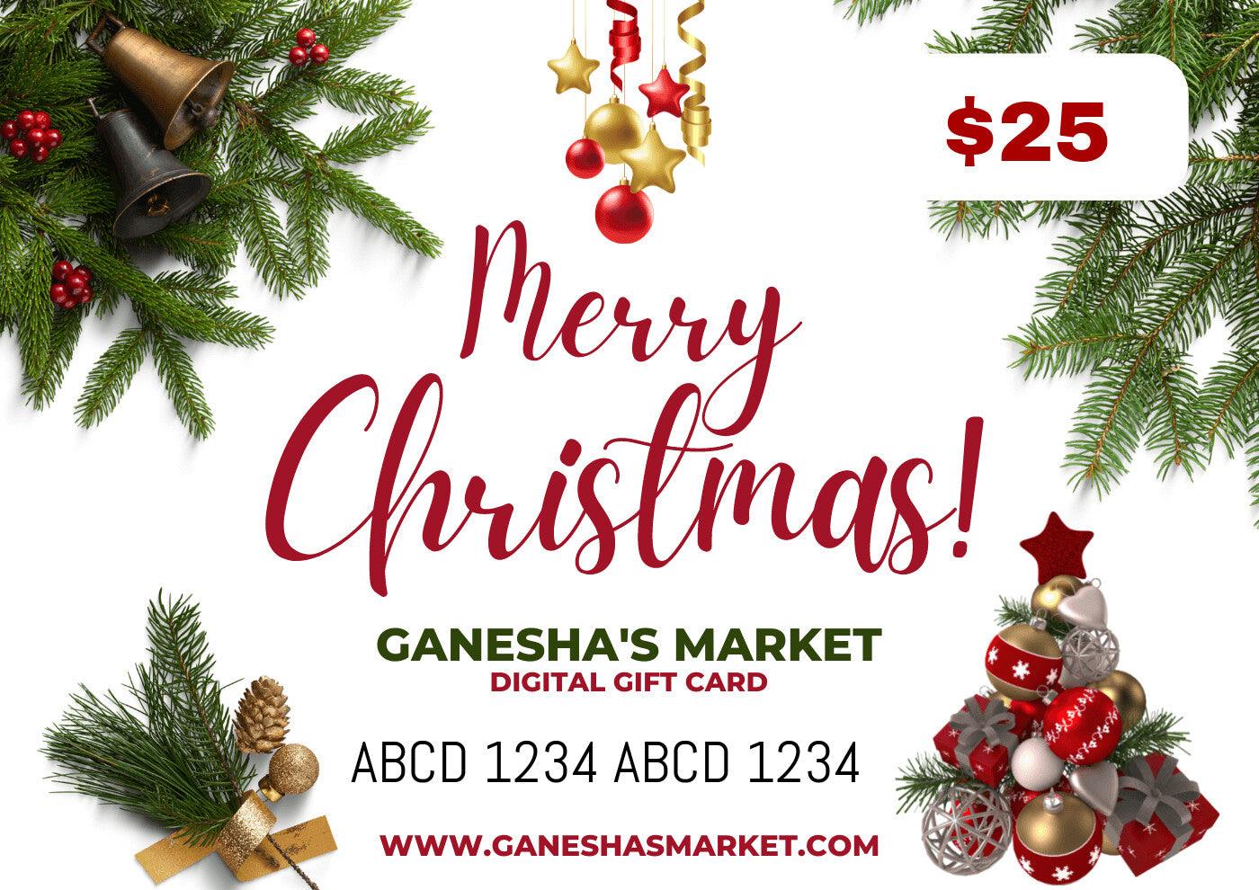 Merry Christmas Digital Gift Card (Choose Amount) - Ganesha's Market