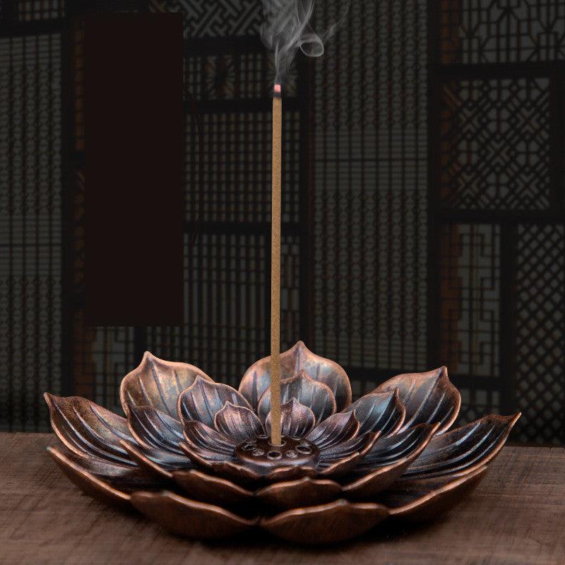 Metal Lotus Flower Incense Stick Holder (Choose Color) - Ganesha's Market