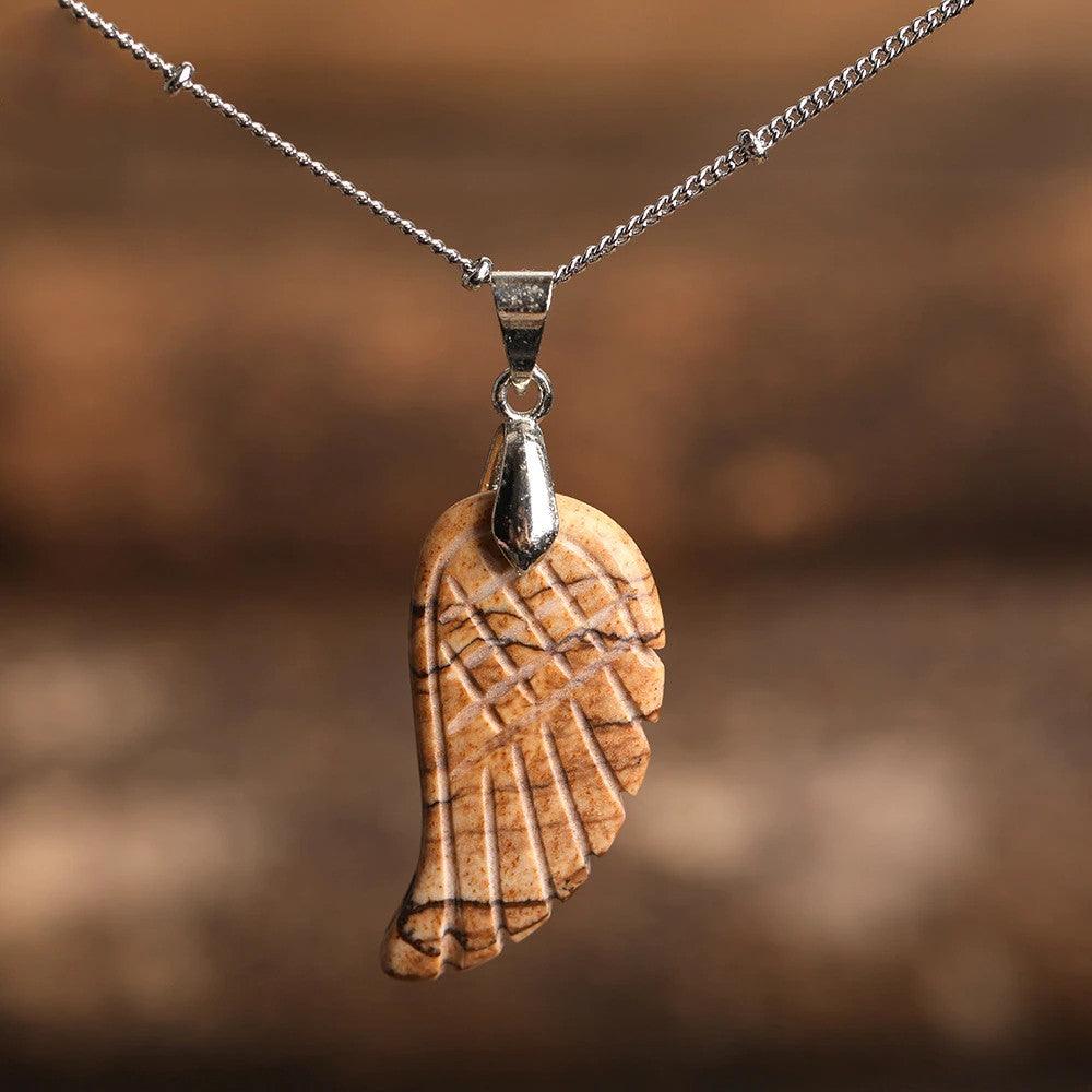 Natural Crystal Angel Wing Necklace (Choose Stone) - Ganesha's Market