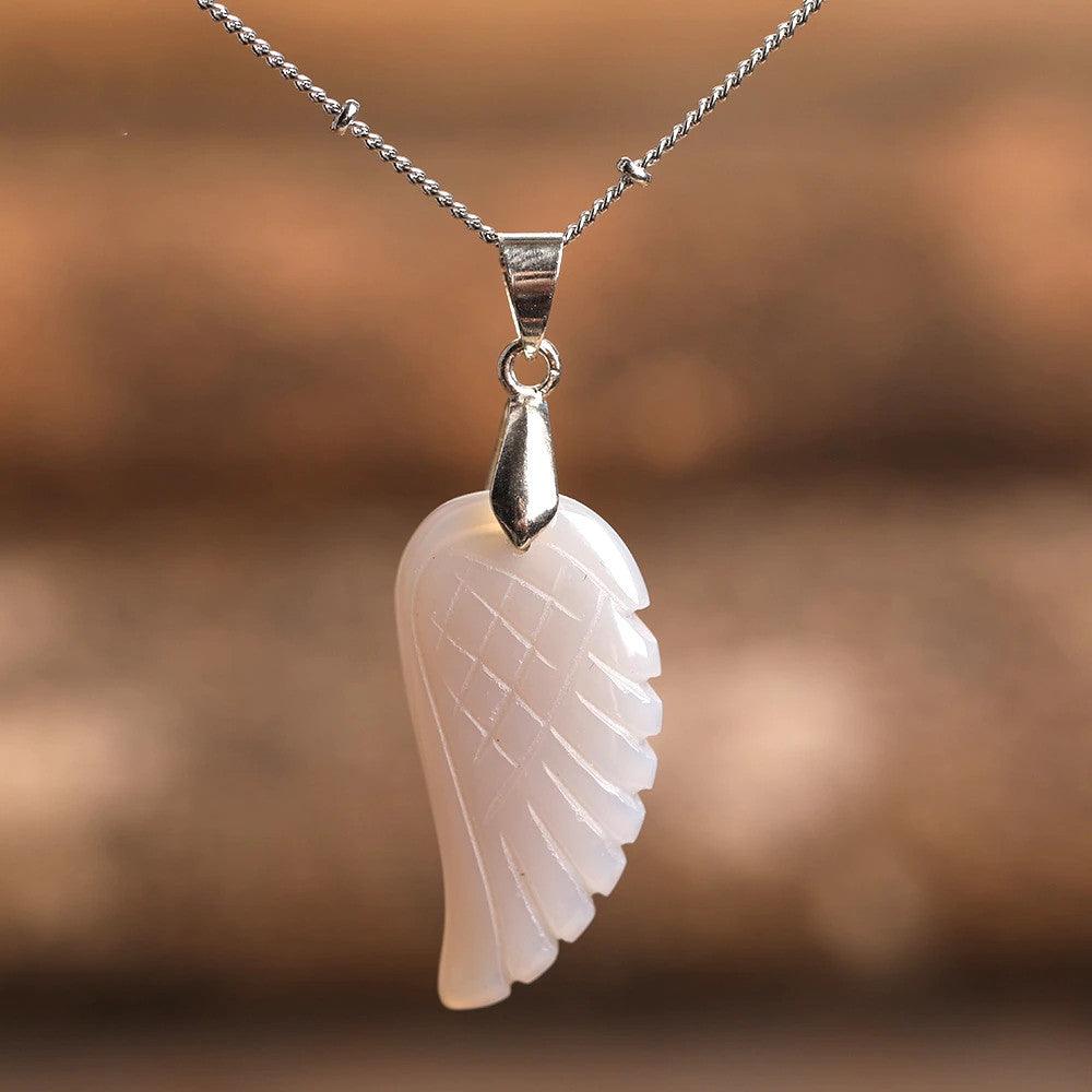 Natural Crystal Angel Wing Necklace (Choose Stone) - Ganesha's Market