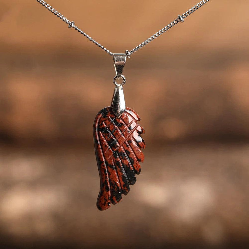 Natural Crystal Angel Wing Necklace (Choose Stone) - Ganesha's Market