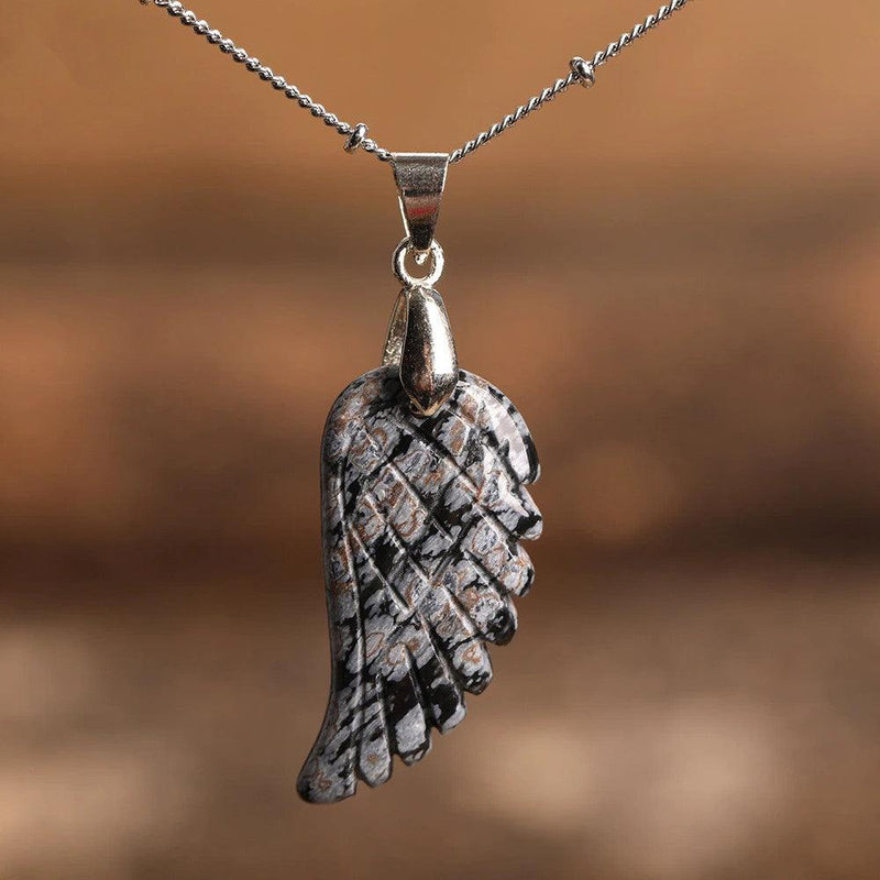 Natural Crystal Angel Wing Necklace (Choose Stone) - Ganesha's Market