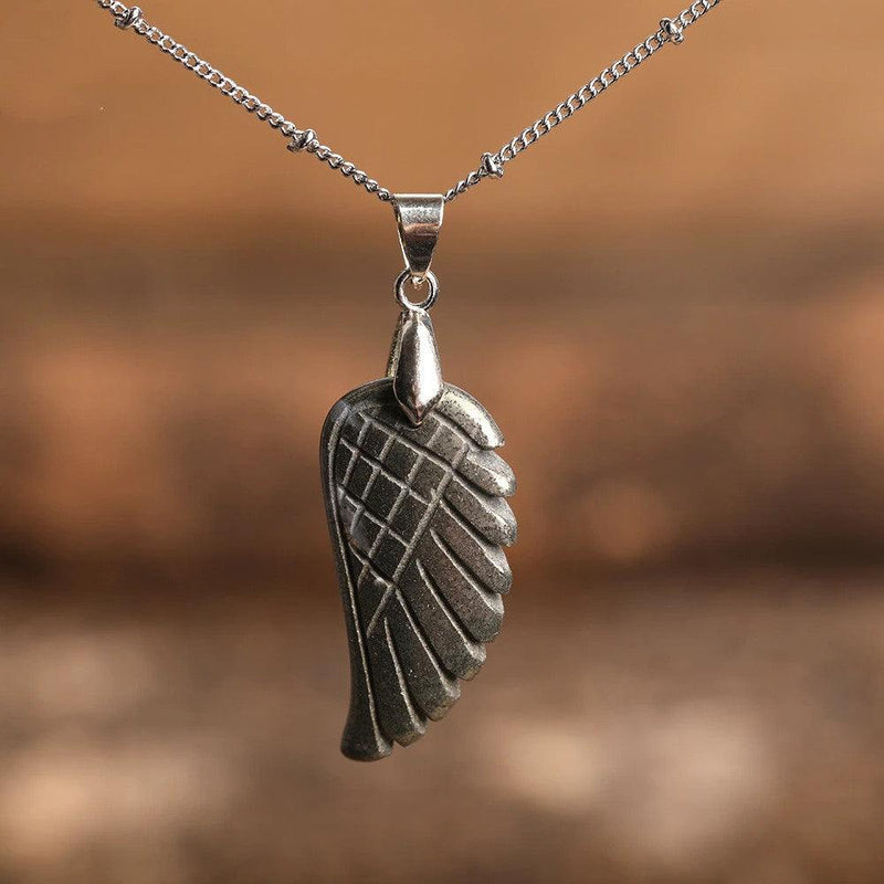 Natural Crystal Angel Wing Necklace (Choose Stone) - Ganesha's Market