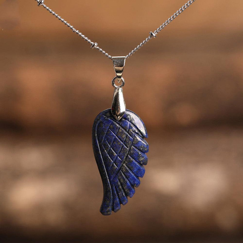 Natural Crystal Angel Wing Necklace (Choose Stone) - Ganesha's Market