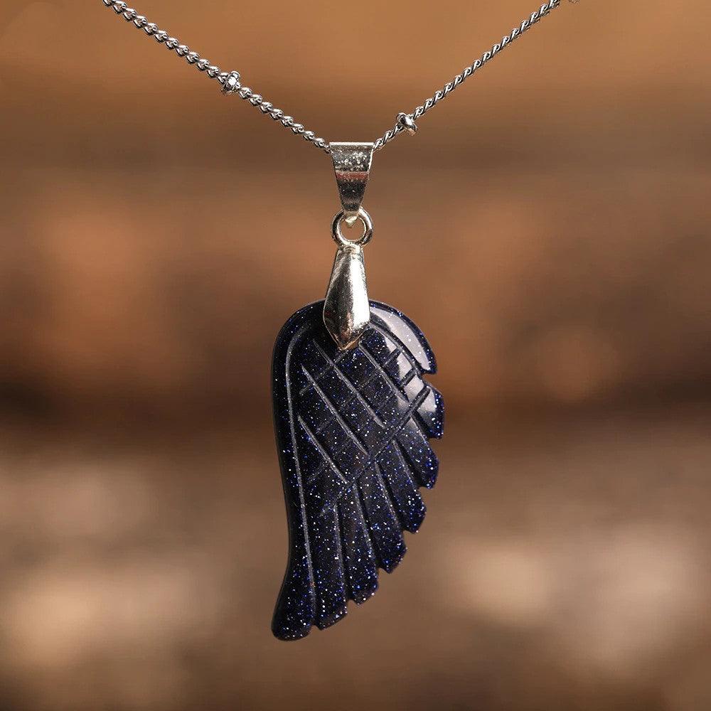 Natural Crystal Angel Wing Necklace (Choose Stone) - Ganesha's Market