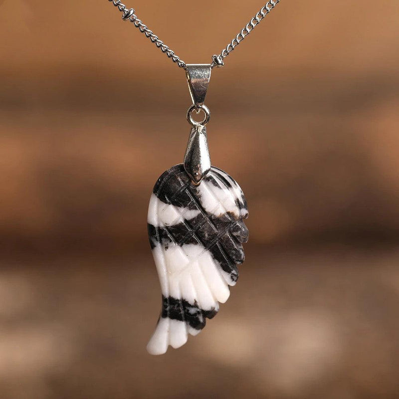 Natural Crystal Angel Wing Necklace (Choose Stone) - Ganesha's Market