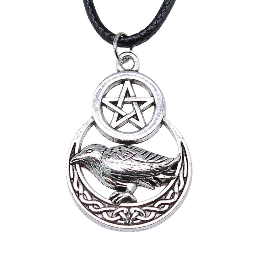 Pentagram Raven with Celtic Moon Necklace - Ganesha's Market