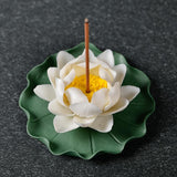 Pink and White Lotus Incense Holder | Flower Incense Burner | Incense Stick Holder | Spell Supplies (Choose Style) - Ganesha's Market
