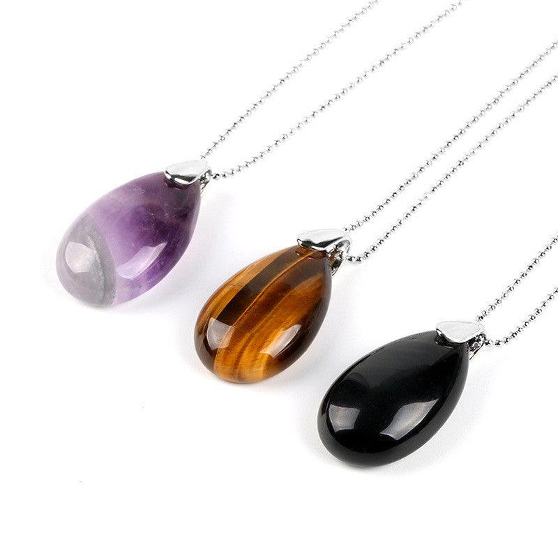 Polished Crystal Teardrop Necklace (Choose Stone) - Ganesha's Market