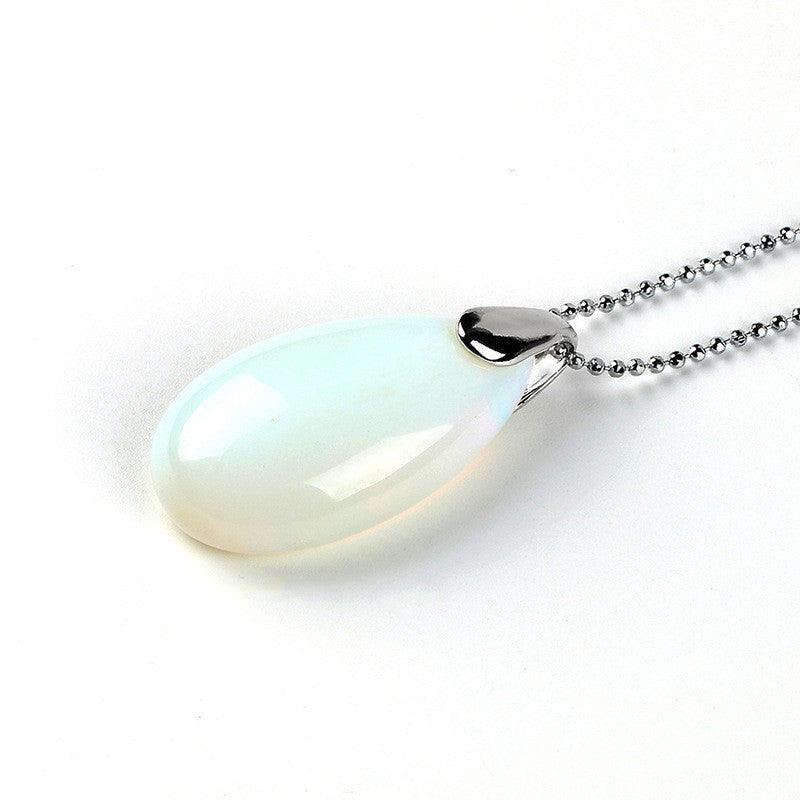 Polished Crystal Teardrop Necklace (Choose Stone) - Ganesha's Market