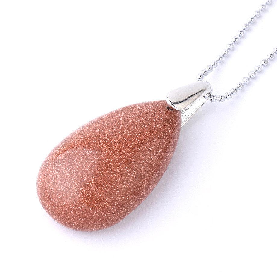 Polished Crystal Teardrop Necklace (Choose Stone) - Ganesha's Market