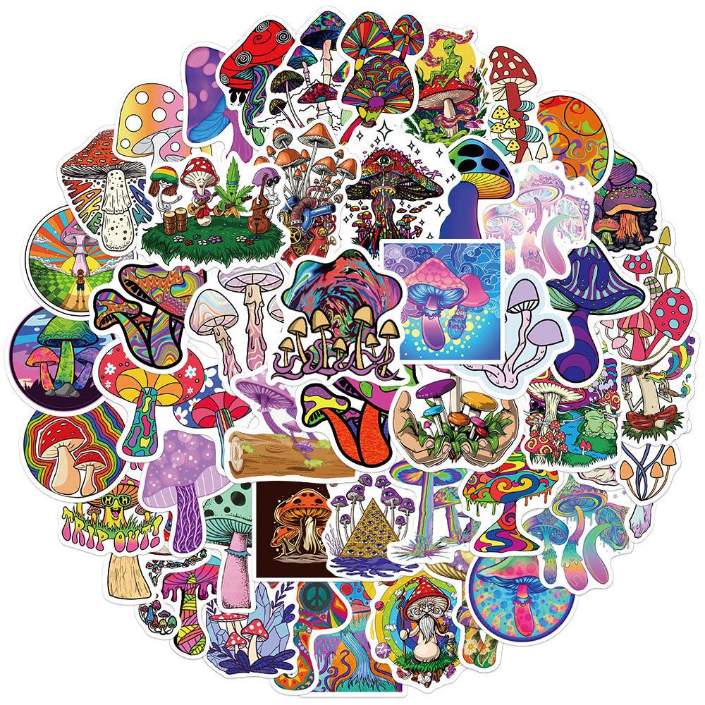 Psychedelic Cartoon Mushroom Stickers - Ganesha's Market