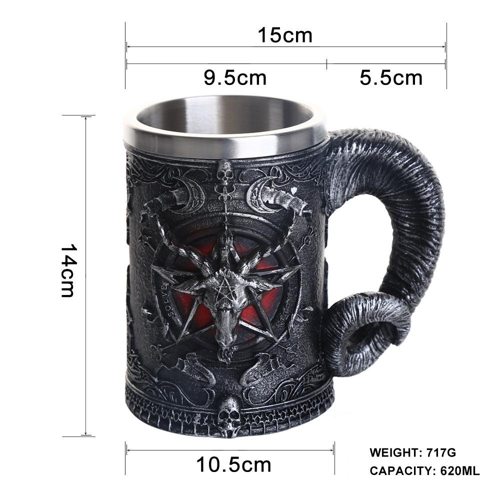 Ram's Head Pentagram Stainless Steel Mug - Ganesha's Market