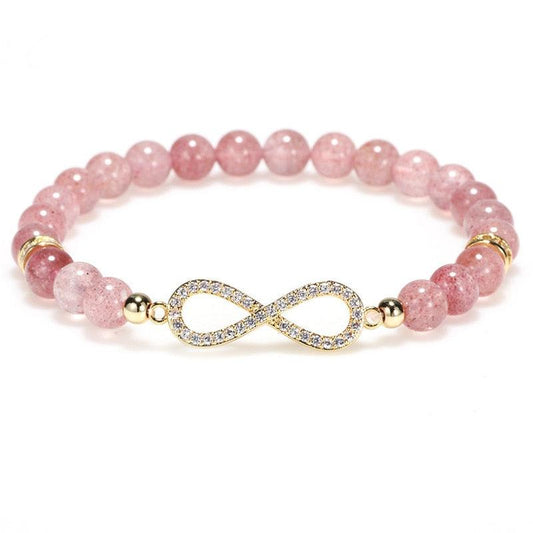 Strawberry Quartz Crystal Infinity Symbol Bracelet - Ganesha's Market