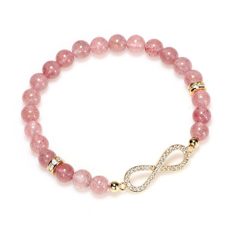 Strawberry Quartz Crystal Infinity Symbol Bracelet - Ganesha's Market