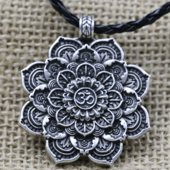 Tibetan Lotus Flower Om Mandala Necklace - Ganesha's Market