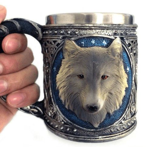 White Wolf Stainless Steel Mug - Ganesha's Market
