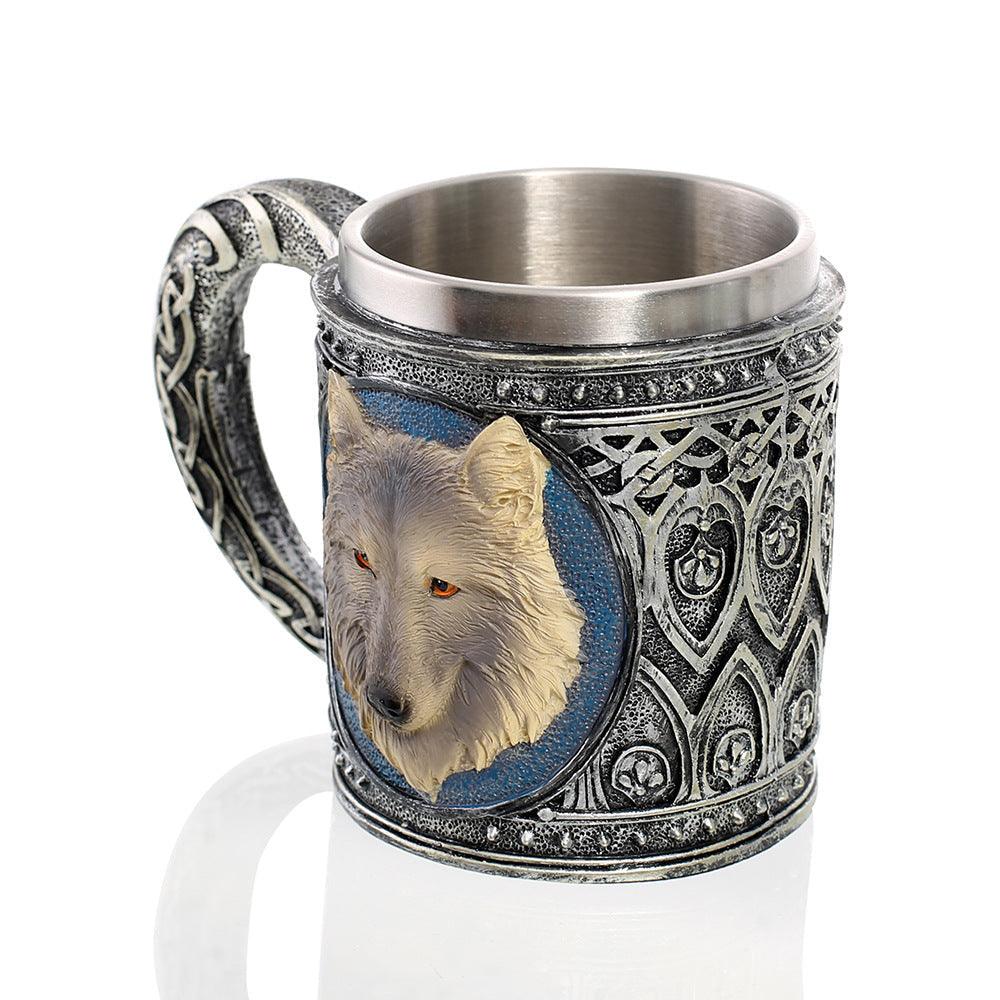 White Wolf Stainless Steel Mug - Ganesha's Market