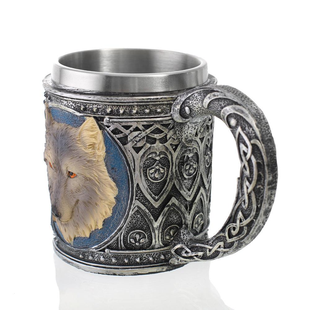 White Wolf Stainless Steel Mug - Ganesha's Market