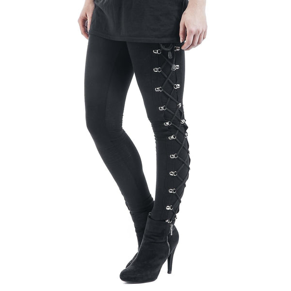 Autumn And Winter Gothic Punk Style Lace-up Leggings Hip High Waist Trousers - Ganesha's Market